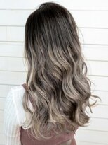 オーブ ヘアー レイア 相模大野店(AUBE HAIR leia) 【AUBE HAIR】ネイビーグラデーション_フリンジロングウェーブ