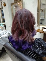 バトヘアー 渋谷本店(bat hair) ピンクバイオレット裾カラーブルーパープル