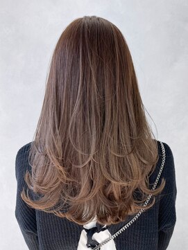 アルバム 池袋(ALBUM) ワンカールレイヤーロング斜めバンググレージュカラー_ba427461