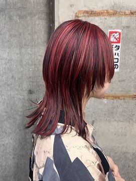 アジリ(agili) ウルフ/メッシュ/レッドカラー/ローライト/デザインカラー/個性