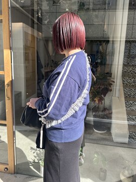 オムズドット(om's dot) ぱっつんボブ×ピンクパープル（お客様スタイル）