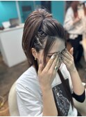 ストレート筋盛りハーフアップ