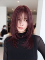 ダル 渋谷/表参道(DAL.) チェリーレッドセミロングハッシュレイヤーストレート