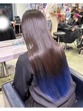 トーキョー オタクヘアー(TOKYO OTAKU HAIR) グラデーションカラー 毛先ブリーチ ネイビーブルー
