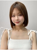 前髪 ボブ 小顔 ミルクティーブロンド"