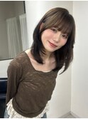レイヤー　ミディアムレイヤー　ミディアムヘア　透明感カラー