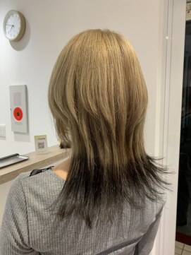 アズールサン 草加西口店(azule-sun) ウルフカット,ミルクティーベージュ,裾カラー【草加】