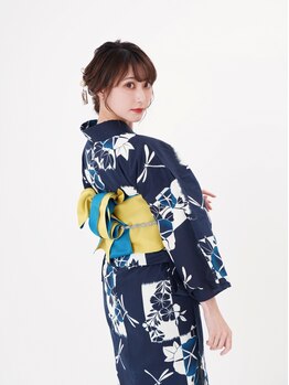 アールブルー 六本木店(R-blue)の写真/【持ち込み浴衣着付け+ヘアセット¥6800】ペア割クーポンなら2人で¥12800とさらにお得♪六本木駅1分！