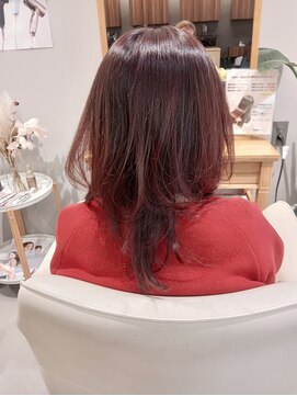 ファム 楽々園店(femme) ピンクカラーとレイヤースタイル