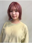 ピンクベージュ/アンブレラカラー/クールショート/前髪/名駅