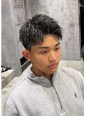 シルバーメッシュアップバング