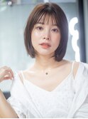ミディアム美髪顔周りレイヤー韓国ヘアおくれ毛_F0606