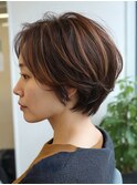 ショートボブ ハイライト 白髪ぼかし【TELA HAIR南流山店】