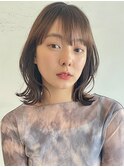 外ハネミディアム大人かわいいダークアッシュブラウン暗めカラー
