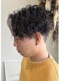 メンズ　センターパート　スパイラルパーマ