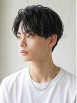 アットラップレーヴ(attrape-reve)&nbsp;好印象爽やかセンターパートメンズ黒髪夏カラーゆるめパーマ