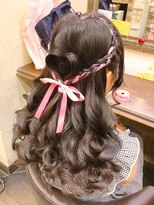 【ハート×リボンのハーフアップ】