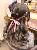 【ハート×リボンのハーフアップ】