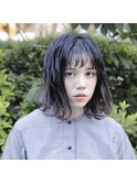 黒髪ウェットヘア アンニュイパーマ ボブ