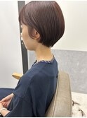 丸みショート　耳掛けショート　暖色カラー
