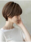 20代30代丸みショート似合わせカットシースルーバングハイライト