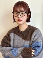 アペロ 柏(Apero)&nbsp;切りっぱなしボブ/ワインレッド/チェリーレッド/ぱっつん前髪