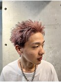 メンズショートスパイキーショートブリーチハイトーンピンク