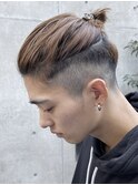 大分メンズカット刈り上げマンバンヘアミディアムブラウンカラー
