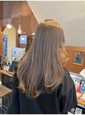 ダブルケアカラーミルクティーブラウン顔まわりレイヤーカット
