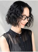 原宿切りっぱなしボブパーマ大人ボブスパイラルパーマ30代40代