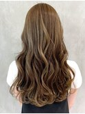 ハイライトくすみブラウン_フリンジウェーブ_ba302231