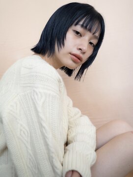 ノーム(norm) [志茂良信]ぱつっとボブ暗髪ネイビーカラーワンレン顔まわり