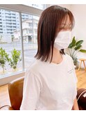 外ハネボブ。グレージュ。シークレットハイライト。