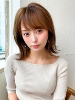 大人かわいい 小顔ショートボブ ひし形シルエット グレージュKI