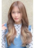 アッシュベージュ×イヤリングミルクティー
