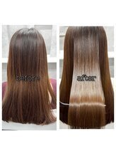 《３》お席で微酸熱トリートメントを髪に乗せていき、温めます