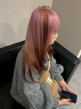 ベレーザ 渋谷(BELEZA) 17420全頭ブリーチリバタフライカットヨシンモリバーガンディ