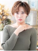 ウォームブラウンくせ毛風レイヤーショートh4戸頭20代30代40代