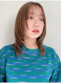 大人可愛い顔周りレイヤー前髪ありウルフヘア＿ショコラアッシュ