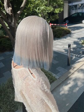 エス 天満店(esu) KR9ホワイトカラー/デザインカラー/裾カラー/ペールブルー