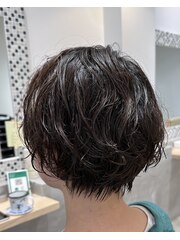 前髪/マチルダボブ/ピンクベージュ/ショートボブパーマ