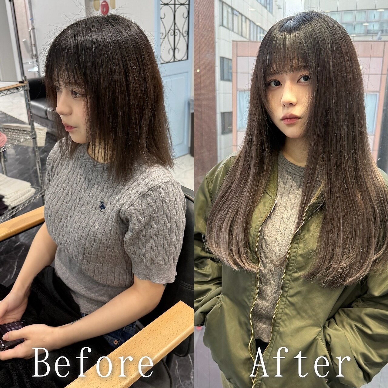 ダークグレージュ#シールエクステ#小顔#ネビージュ#韓国#広島