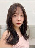 フェイスレイヤー大人かわいいミディアムシースルーヘア20代30代