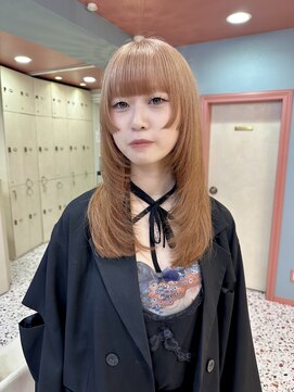 姫カット/レイヤーカット/ブリーチ/オレンジベージュ/ベージュ