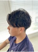 メンズセンターパート×ナチュラルパーマ