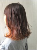 秋カラー  ブリーチ インナーカラー コリアンガール風 オレンジ