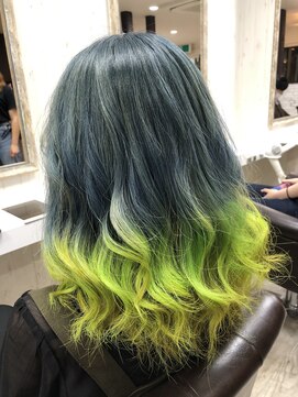 ヘアテラスベル(HAIR TERRACE BELL) 【ブリーチ必見】派手髪黄緑