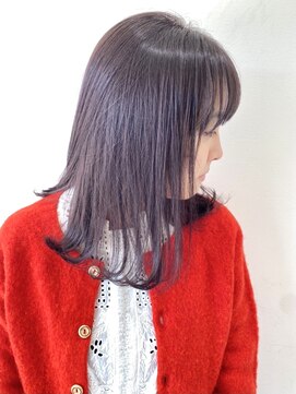 フォーク FOLK 【FOLK】透明感ダークピンクバイオレット☆似合わせ外ハネミディ