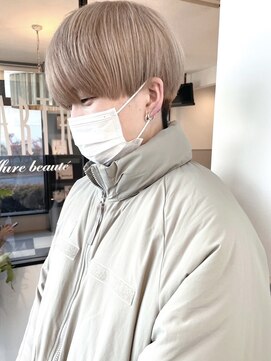 アース コアフュールボーテ 長野駅前店(EARTH coiffure beaute) ミルクティーベージュダブルカラーケアブリーチメンズハイトーン