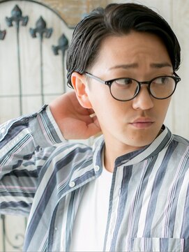 メンズヘア ビーセカンド 草加店(MENS HAIR B-2) 七三分けオールバック黒髪モテウェットタイトストレートS北浦和